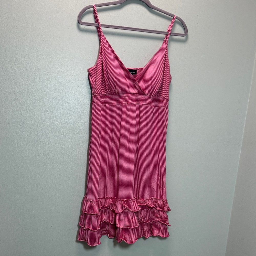 Pink Summer Dress - INC International Concepts Pink Striped Ruffle Hem